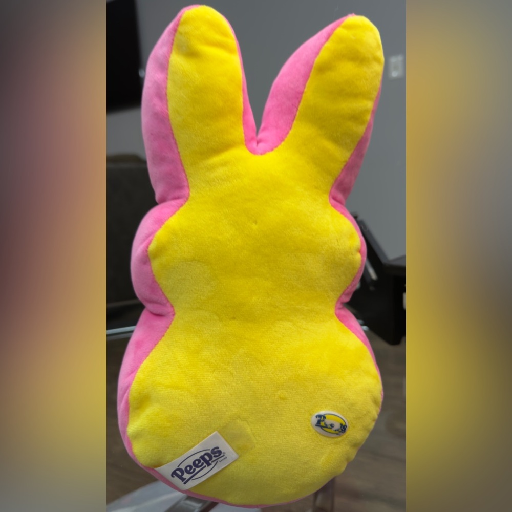 Peeps Yellow and Pink Plush Bunny Toy - Soft Kids Stuffed Animal
